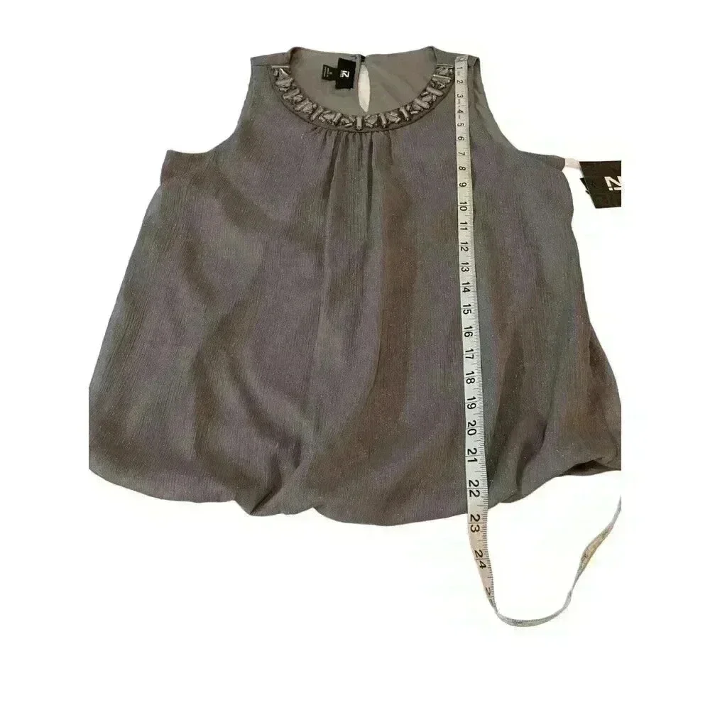 IZ Byer Women Charcoal Gray‎ Color with Rinstone Sleeveless Small Size NWT